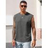 imageRuncati Mens Workout Tank Tops Waffle Casual Sleeveless T Shirts Gym Cut Off Beach Summer TeeDark Grey
