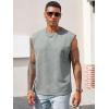 imageRuncati Mens Workout Tank Tops Waffle Casual Sleeveless T Shirts Gym Cut Off Beach Summer TeeLight Grey