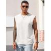 imageRuncati Mens Workout Tank Tops Waffle Casual Sleeveless T Shirts Gym Cut Off Beach Summer TeeWhite