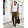 imageRuncati Mens Casual Pants Drawstring Elastic Waist Ribbed Sweatpants Straight Leg Loose Fit TrousersArmy Green