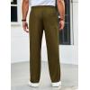 imageRuncati Mens Casual Pants Drawstring Elastic Waist Ribbed Sweatpants Straight Leg Loose Fit TrousersArmy Green