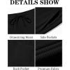 imageRuncati Mens Casual Pants Drawstring Elastic Waist Ribbed Sweatpants Straight Leg Loose Fit TrousersBlack