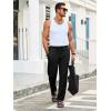 imageRuncati Mens Casual Pants Drawstring Elastic Waist Ribbed Sweatpants Straight Leg Loose Fit TrousersBlack