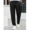 imageRuncati Mens Casual Pants Drawstring Elastic Waist Ribbed Sweatpants Straight Leg Loose Fit TrousersBlack