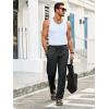 imageRuncati Mens Casual Pants Drawstring Elastic Waist Ribbed Sweatpants Straight Leg Loose Fit TrousersDark Grey