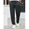 imageRuncati Mens Casual Pants Drawstring Elastic Waist Ribbed Sweatpants Straight Leg Loose Fit TrousersDark Grey