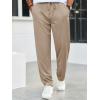 imageRuncati Mens Casual Pants Drawstring Elastic Waist Ribbed Sweatpants Straight Leg Loose Fit TrousersLight Brown