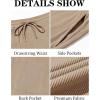 imageRuncati Mens Casual Pants Drawstring Elastic Waist Ribbed Sweatpants Straight Leg Loose Fit TrousersLight Brown