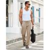 imageRuncati Mens Casual Pants Drawstring Elastic Waist Ribbed Sweatpants Straight Leg Loose Fit TrousersLight Brown