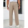 imageRuncati Mens Casual Pants Drawstring Elastic Waist Ribbed Sweatpants Straight Leg Loose Fit TrousersLight Brown