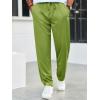imageRuncati Mens Casual Pants Drawstring Elastic Waist Ribbed Sweatpants Straight Leg Loose Fit TrousersYellow Green