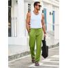 imageRuncati Mens Casual Pants Drawstring Elastic Waist Ribbed Sweatpants Straight Leg Loose Fit TrousersYellow Green