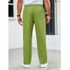 imageRuncati Mens Casual Pants Drawstring Elastic Waist Ribbed Sweatpants Straight Leg Loose Fit TrousersYellow Green