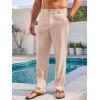 imageRuncati Mens Casual Pants Elastic Waist Linen Lightweight StraightLegs Loose Fit Summer Beach Yoga TrousersApricot
