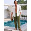 imageRuncati Mens Casual Pants Elastic Waist Linen Lightweight StraightLegs Loose Fit Summer Beach Yoga TrousersArmy Green