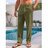 imageRuncati Mens Casual Pants Elastic Waist Linen Lightweight StraightLegs Loose Fit Summer Beach Yoga TrousersArmy Green