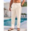 imageRuncati Mens Casual Pants Elastic Waist Linen Lightweight StraightLegs Loose Fit Summer Beach Yoga TrousersBeige