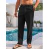 imageRuncati Mens Casual Pants Elastic Waist Linen Lightweight StraightLegs Loose Fit Summer Beach Yoga TrousersBlack