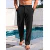 imageRuncati Mens Casual Pants Elastic Waist Linen Lightweight StraightLegs Loose Fit Summer Beach Yoga TrousersBlack