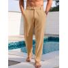 imageRuncati Mens Casual Pants Elastic Waist Linen Lightweight StraightLegs Loose Fit Summer Beach Yoga TrousersBrown