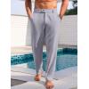 imageRuncati Mens Casual Pants Elastic Waist Linen Lightweight StraightLegs Loose Fit Summer Beach Yoga TrousersLight Gray