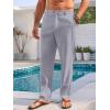 imageRuncati Mens Casual Pants Elastic Waist Linen Lightweight StraightLegs Loose Fit Summer Beach Yoga TrousersLight Gray