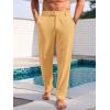 imageRuncati Mens Casual Pants Elastic Waist Linen Lightweight StraightLegs Loose Fit Summer Beach Yoga TrousersMustard Yellow