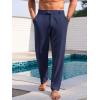 imageRuncati Mens Casual Pants Elastic Waist Linen Lightweight StraightLegs Loose Fit Summer Beach Yoga TrousersNavy