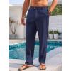 imageRuncati Mens Casual Pants Elastic Waist Linen Lightweight StraightLegs Loose Fit Summer Beach Yoga TrousersNavy