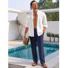 imageRuncati Mens Casual Pants Elastic Waist Linen Lightweight StraightLegs Loose Fit Summer Beach Yoga TrousersNavy