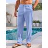 imageRuncati Mens Casual Pants Elastic Waist Linen Lightweight StraightLegs Loose Fit Summer Beach Yoga TrousersSky Blue