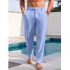 imageRuncati Mens Casual Pants Elastic Waist Linen Lightweight StraightLegs Loose Fit Summer Beach Yoga TrousersSky Blue