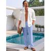 imageRuncati Mens Casual Pants Elastic Waist Linen Lightweight StraightLegs Loose Fit Summer Beach Yoga TrousersSky Blue