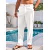 imageRuncati Mens Casual Pants Elastic Waist Linen Lightweight StraightLegs Loose Fit Summer Beach Yoga TrousersWhite