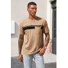 imageRuncati Mens Casual TShirt Short Sleeve Regular Fit Crewneck Tee Summer Graphic Tops with PocketKhaki