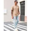 imageRuncati Mens Casual TShirts Short Sleeve Crew Neck Summer Stretchy Shirt Textured Jacquard TopsLight Khaki