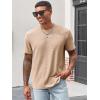 imageRuncati Mens Casual TShirts Short Sleeve Crew Neck Summer Stretchy Shirt Textured Jacquard TopsLight Khaki