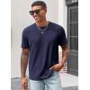 imageRuncati Mens Casual TShirts Short Sleeve Crew Neck Summer Stretchy Shirt Textured Jacquard TopsNavy