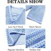 imageRuncati Mens Lace Up Beach Shirts Hollow Out V Neck Half Sleeve T Shirts Knit Crochet See Through Summer TopsLight Blue