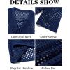 imageRuncati Mens Lace Up Beach Shirts Hollow Out V Neck Half Sleeve T Shirts Knit Crochet See Through Summer TopsNavy Blue