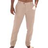 imageRuncati Mens Casual Pants Elastic Waist Linen Lightweight StraightLegs Loose Fit Summer Beach Yoga TrousersApricot