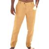 imageRuncati Mens Casual Pants Elastic Waist Linen Lightweight StraightLegs Loose Fit Summer Beach Yoga TrousersMustard Yellow