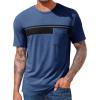 imageRuncati Mens Casual TShirt Short Sleeve Regular Fit Crewneck Tee Summer Graphic Tops with PocketNavy