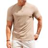 imageRuncati Mens Casual TShirts Short Sleeve Crew Neck Summer Stretchy Shirt Textured Jacquard TopsLight Khaki
