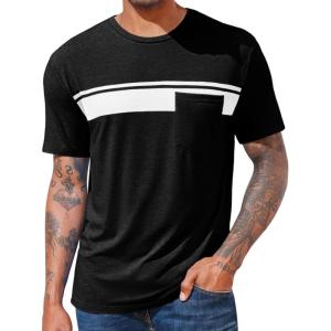 imageRuncati Mens Casual TShirt Short Sleeve Regular Fit Crewneck Tee Summer Graphic Tops with PocketBlack