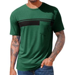 imageRuncati Mens Casual TShirt Short Sleeve Regular Fit Crewneck Tee Summer Graphic Tops with PocketDark Green