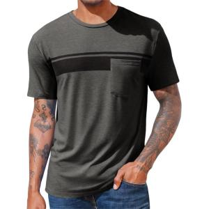 imageRuncati Mens Casual TShirt Short Sleeve Regular Fit Crewneck Tee Summer Graphic Tops with PocketDark Grey