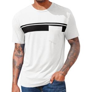 imageRuncati Mens Casual TShirt Short Sleeve Regular Fit Crewneck Tee Summer Graphic Tops with PocketWhite