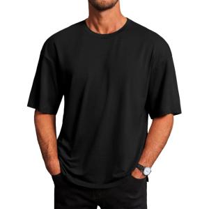 imageRuncati Mens Casual TShirts Short Sleeve Lightweight Oversized Summer Cotton Tee Beach Crew Neck TopsBlack