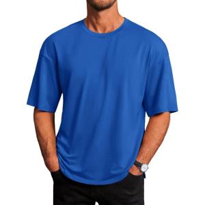 imageRuncati Mens Casual TShirts Short Sleeve Lightweight Oversized Summer Cotton Tee Beach Crew Neck TopsBlue